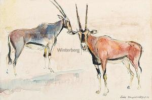 WERNER Kurt 1919,Zwei Oryxantilopen,1955,Winterberg Arno DE 2017-05-13