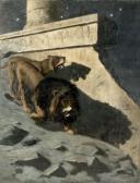 WERTHEIMER Gustav 1847-1904,Couple de lions devant des temples en Egypte,Neret-Minet FR 2016-12-07