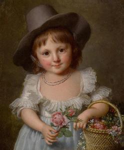 WERTMÜLLER Adolf Ulrik,Portrait of a young girl holding a basket of flowe,Sotheby's 2022-01-28