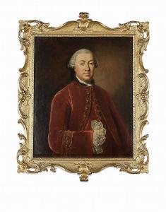 WESSEL Jakob 1710-1780,HALF LENGTH PORTRAIT OF A GENTLEMAN IN A BURGUNDY ,Lyon & Turnbull 2015-05-14
