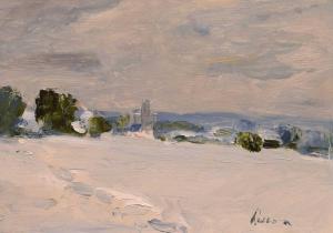 WESSON Edward 1910-1983,Snowy landscape with church,Clevedon Salerooms GB 2024-03-14