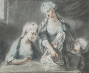 WEST Francis Robert 1749-1809,Figures sewing in an interior,Christie's GB 2004-05-14