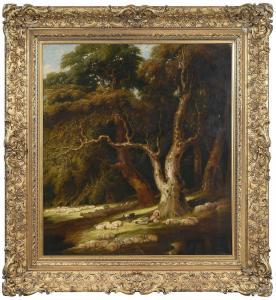 WESTALL Richard 1765-1836,Shepherd and Sheep in Repose,1832,Brunk Auctions US 2023-11-17
