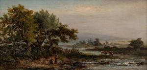 WESTALL William 1781-1850,River landscape on a summer's day with figures and,Rosebery's 2022-03-22