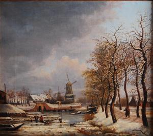 WESTENBERG George Pieter 1791-1873,Dutch river landscape in winter,Lacy Scott & Knight GB 2019-06-15