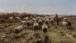 WESTERBEEK Cornelis I 1844-1903,A Shepherd with His Flock,1900,AAG - Art & Antiques Group 2022-07-04