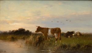 WESTERBEEK Cornelis I 1844-1903,Rustende vee bij het water,1888,Venduehuis NL 2024-02-28