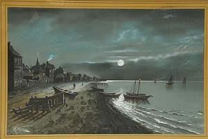 WESTERBERG Hjalmar 1800-1900,Pueblo costero a la luz de la luna,Alcala ES 2006-10-04