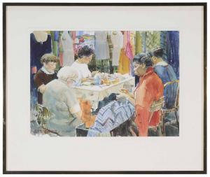 WESTERMAN ARNE 1928,Women Sewing,1985,Brunk Auctions US 2017-03-24