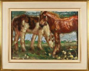 WESTERMANN Gerard 1880-1971,Two horses in sunny pasture,Twents Veilinghuis NL 2019-10-04