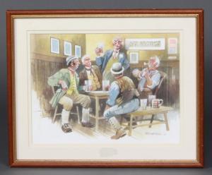 WESTERN Mike 1925-2008,interior pub scene with revellers,Denhams GB 2020-02-12