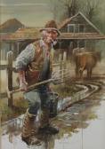 WESTERN Mike 1925-2008,study of a farmer in a farmyard,Denhams GB 2019-11-06