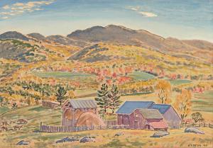 WESTON Harold 1894-1972,Landscape with a Farm,1940,Swann Galleries US 2023-09-21
