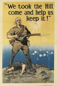 WESTON HARRY J 1874-1938,WE TOOK THE HILL, COME AND HELP US KEEP IT,1918,Swann Galleries 2014-08-06