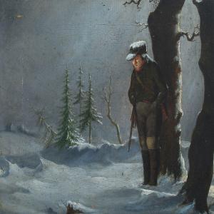 WESTPHAL Friedrich 1804-1844,Snowy landscape with hunter by a tree,Bruun Rasmussen DK 2016-06-27