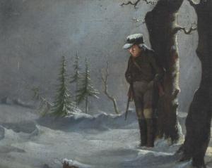 WESTPHAL Friedrich 1804-1844,Snowy landscape with hunter by a tree,Bruun Rasmussen DK 2018-12-03