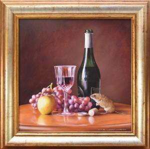 WESTWOOD WAYNE,Still Life with Grapes, Wine and a Little Mouse,20th Century,Halls GB 2021-10-06