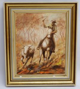 WETTENHALL ROBERT 1937,Australian cow scene 'Ride For The White B,Smiths of Newent Auctioneers 2023-01-05