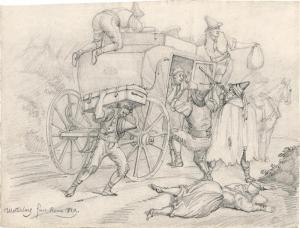 WETTERLING Alexander Clemens 1796-1858,Briganten überfallen eine Reisegesells,1829,Galerie Bassenge 2022-06-03