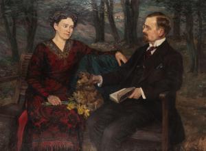 WETTIG Heinrich,Porträt eines Ehepaars mit Hund,1915,Hargesheimer Kunstauktionen 2022-09-07