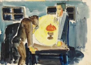 WETZEL SCHUBERT Marei,Milo, der gebildete Affe und ein Mann am Tisch,1923,Ketterer 2007-12-05