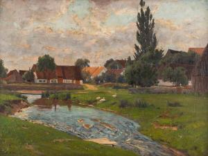 WEX Adalbert 1867-1932,Stream by a village,Hargesheimer Kunstauktionen DE 2021-03-13