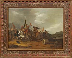 WEYER Jacob Matthias 1620-1670,Reiterschlacht Fein lasierend gemalte,Schloss DE 2018-12-02