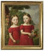 WEYGANDT Sebastian 1760-1836,Bildnis zweier Geschwister in roten Kleidern mit B,Nagel DE 2009-03-26