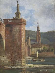 WEYSSER Karl,Blick auf die Minervastatue der Alten Brücke und d,1882,Winterberg Arno 2023-10-21
