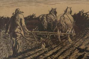 WHAITE Henry Clarence,Man ploughing the field with horses,Crow's Auction Gallery 2020-03-11