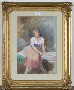 WHATLEY Henry 1842-1901,Classical Woman seated beside a Fountain,1889,Tooveys Auction GB 2021-02-03