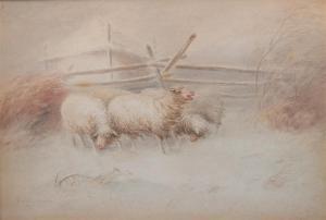 WHEATON Francis 1849-1942,SHEEP IN SNOW,Potomack US 2021-04-21