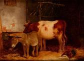 WHEELER James Thomas 1849-1888,Cow, Doney and Cockerel in a B,1865,Bamfords Auctioneers and Valuers 2021-06-30