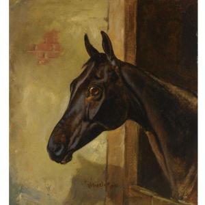 WHEELER Jnr. Alfred 1851-1932,A DARK BAY HORSE IN A STABLE,Sotheby's GB 2010-07-13