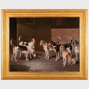 WHEELER Snr. John Alfred 1821-1903,Fox Hounds in a Stable,1867,Stair Galleries US 2023-11-09