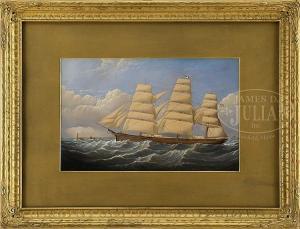 WHELDON JAMES 1830-1895,PORTRAIT OF THE CLIPPER SHIP "THREE BROTHERS",James D. Julia US 2017-08-17