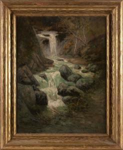 WHITAKER George William 1841-1916,Woodland waterfall,1902,Eldred's US 2023-07-28