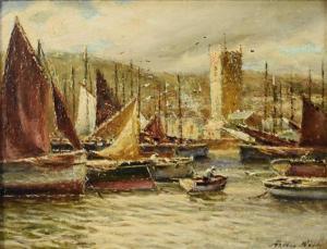 WHITE Arthur 1865-1953,Fishing Boats, St Ives Harbour,Halls GB 2024-02-07