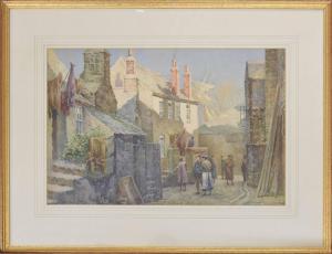 WHITE Arthur,Street scene in a Fishing Village with figures bes,Gardiner Houlgate 2022-11-24