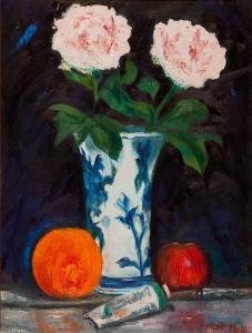 WHITE David Omar 1954,STILL LIFE WITH BLUE AND WHITE VASE,McTear's GB 2012-10-25