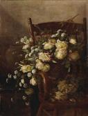 WHITE Edith 1855-1946,Basket of cut roses on a chair,1892,Bonhams GB 2009-08-16