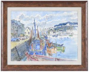 WHITE Edith 1855-1946,Honfleur Harbor,Brunk Auctions US 2021-02-11