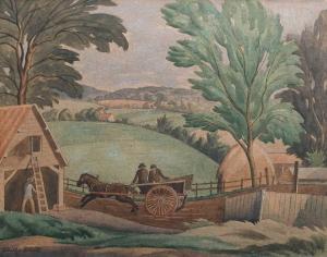 WHITE Ethelbert,Landscape with figures in a horse and cart travell,Woolley & Wallis 2023-12-13