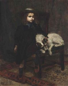 WHITE Isabel 1892-1904,Portrait of a young girl, seated with her dog asle,Christie's GB 2016-01-13