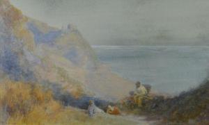WHITE J,Figures on a coastal cliff path with sea beyond,Rogers Jones & Co GB 2018-03-02