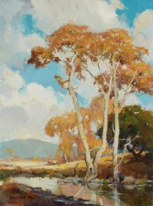 White Orrin Augustine 1883-1969,Trees in autumn near a stream,John Moran Auctioneers US 2023-11-14