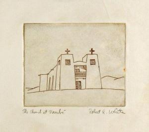 WHITE Robert 1921-2008,The Church at Nambe,Santa Fe Art Auction US 2020-05-30