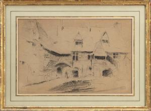 WHITE Stanford 1853-1906,Sketch of a medieval chateau,Eldred's US 2020-05-15