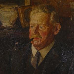 WHITE Thomas Gilbert 1877-1939,man with a pipe,1933,Burstow and Hewett GB 2020-07-15