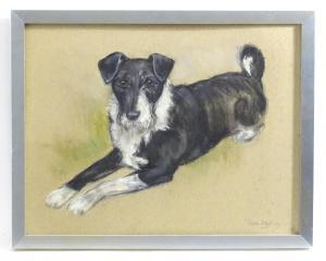 WHITE Ursula,A portrait of a black and white terrier dog,1979,Claydon Auctioneers 2022-08-28